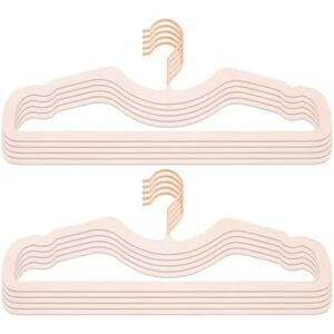 Set of 5 Higher Hangers Space Saving Short Neck Nonslip Velvet Bundle Soft Pink
